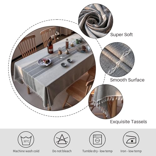 Deep Dream Tablecloth, Embroidered Waterproof Table Cloth Cotton Linen Wrinkle Free Anti-Fading Tablecloths Washable Dust-Proof Table Cover for Kitchen Dinning Party Christmas, 55 x 70 Inch - New Gray - color: New Gray, size: 70" x 55" (Rectangular)