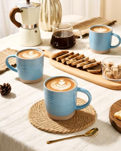 famiware Coffee Mugs Set of 4, 13 oz Mug Set, Ceramic Cup Set with Handle | Stoneware Mug for Coffee, Tea, Latte, Cappuccino, Microwave and Dishwasher Safe, Constellation Series，Ice Blue - color: Constellation- Ice Blue, size: 4 Count (Pack of 1)