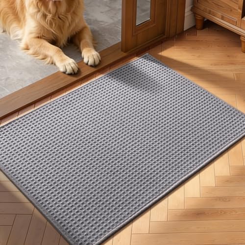 Indoor Door Mat 20" x 32", Non-Slip Washable Entryway Mat, Dirt Trapper Absorbent Entrance Mat, Low Profile Floor Mat for Front/Back Door, Entryway, Light Grey ﻿ - color: Light Gray, size: 20"x32" (Rectangular)