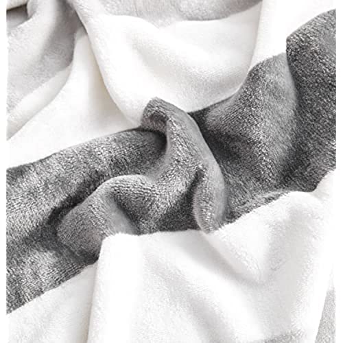 Nautica - Throw Blanket, Super Soft & Cozy Fleece Bedding, Dorm Room Essentials (Awning Stripe Grey, 50" x 60") - color: Awning Stripe Grey/White, size: 50" x 60" (Single Pack)