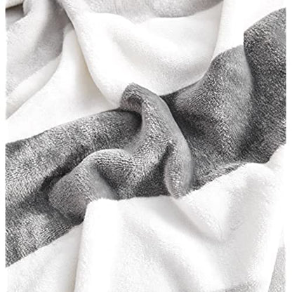 Nautica - Throw Blanket, Super Soft & Cozy Fleece Bedding, Dorm Room Essentials (Awning Stripe Grey, 50" x 60") - color: Awning Stripe Grey/White, size: 50" x 60" (Single Pack)