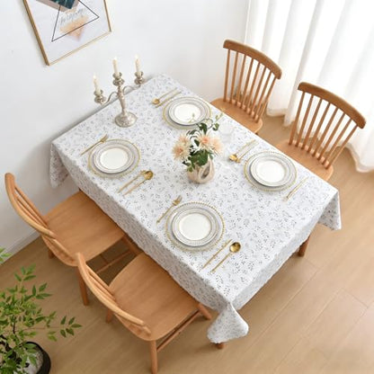 MeritMode PVC Tablecloth 60x90, Rectangular Waterproof Table Cover | Vinyl Surface, Polyester Backing, Yarn Texture, Wipeable, Dining Table, Kitchen, Party, Banquet, Everyday Use - size: 90" x 60" (Rectangular)