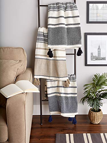 DII New Traditional, 2-Tone Chevron Stripe Throw, 50x60, Navy - color: Navy