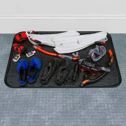 Scepter 37" L x 25" W Heavy Duty Utility Drip Tray, Black, 2-Pack | Extra Large Automotive Garage Mat, Pet Food Mat, and Washing Machine Pan, Model AM2PK06951