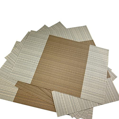 Vinyl Grey Florals Placemats Heat Resistant Dining Table Mats Non-Slip Washable Place Mats Set of 6 - color: Floral-grey
