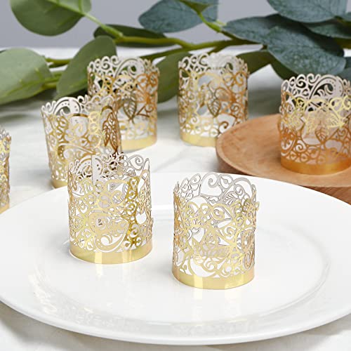 48PCS Votive Candles Holders Wraps, Gold Tea Light Candle Fairy | Home Decoration(no Bottom) - color: Gold