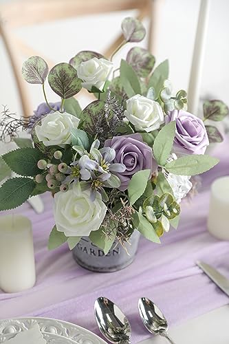 Serra Flora Artificial Greenery Spray Box Set(Pack of 38pcs) with 9 Kinds of DIY Wedding Bouquet Filler Table Centerpieces and Floral Arrangement (Lilac & Green) - color: Lilac &Green
