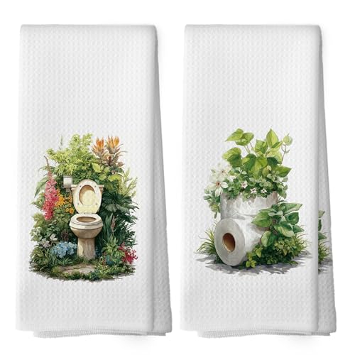 Botanical Bathroom Towels Set of 2, Floral Bathroom Cottagecore Hand Towel, Flower Toilet Paper Roll Shower Room Washroom Rest Room Decorative Tea Towel Dish Towels 16x24 Inch - color: Color 07