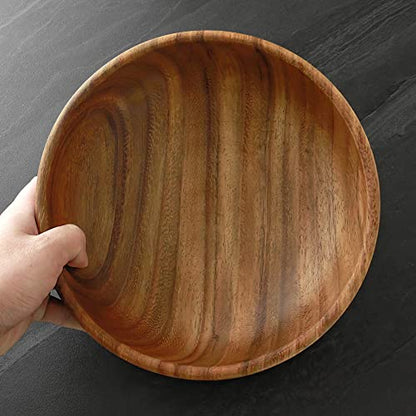 AOOSY Acacia Wood Salad Bowl Set of 3, 9Inch Handmade Wooden Salad Bowl | with Serving Spoon & Fork, Salad Mixing & Serving Set - size: 9inchX2.78inch
