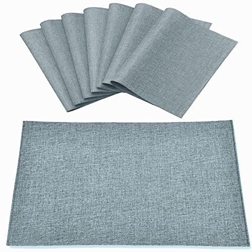 Cloth Placemats Set of 8, Linen Type Fabric Placemats Machine Washable Heat Resistant Placemats Polyester Place Mats for Halloween, Thanksgiving and Christmas Dining Table (Light Gray) - color: Light Gray, size: Placemats 12'' x 18'', Set of 8