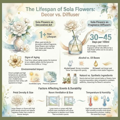 6pcs White 3" Peony Brides Dream Sola Wood Flower Diffuser with Reed Sticks for Home Fragrance Essential Oil DIY Decor