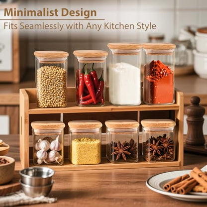 20 Pack 8 oz Square Glass Spice Jars with Lids and Labels – Airtight Small Spice Containers Set, Clear Glass Storage Jars for Seasoning, Spices, Kitchen Pantry Organization - color: Square/8oz/20pcs