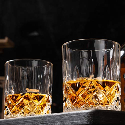 KANARS Whiskey Glasses Set of 6 with Elegant Gift Box for Liquor Scotch Rum | 10 Oz Premium Old Fashioned Crystal Glass Tumbler Bourbon Gifts for Birthday Thanksgiving Christmas Housewarming - color: Set of 6