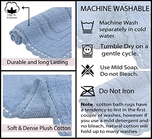 Home Weavers Casual Elegance Reversible Bathmat 100% Cotton Bathroom Rugs Set, Washable Rug, Extra Soft and Absorbent Bath Rug, Kitchen Mat, Bath Mat Set, Non Slip Mat, 24"x40" Rectangle, Blue - color: Blue, size: 2' x 3'4" (Rectangular)