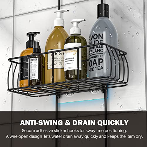Epicano Shower Caddy Hanging,Large Capacity Shower Organizer,Black | Rustproof,Built-in Soap Dish & 4 Hooks for Loofahs,Suction & Adhesive Install,No Drilling Bathroom Shelves for Inside Shower - color: Matte Black
