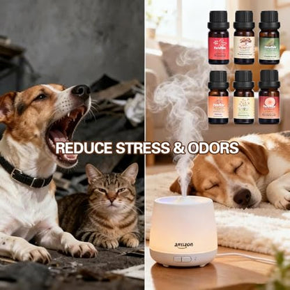 Pet Friendly Aromatherapy Essential Oils Collection,Safe for Dogs and Cats,Natural Relaxation and Stress Relief,Suitable for Aromatherapy Diffuser Bottles,Incense Sticks, and Candles Making (6, small) - size: 0.34 Fl Oz (Pack of 6)