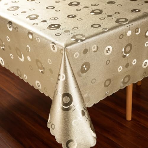 Heavy Duty Vinyl Tablecloths for Rectangle Tables 54x78 Inch Waterproof Oil-Proof Stain-Resistant TableCloth Gold Coin Pattern Washable Decorative Table Cover for Dining Event Camping Party Restaurant - color: Gold Coin Motif