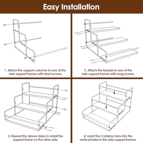 Nuovoware Liquor Bottle Display Shelf, 3 Step, Black | Wine Rack, Countertop Liquor Shelf, Mini Bar Liquor Cabinet Kitchen Coffee Bar Shelf Stand for Whiskey