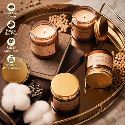 M&SENSE 4 Pack Candle Gift Set, Aromatherapy Scented Candle for Home Fragrance, Natural Soy Wax Candles for Stress Relief, Yoga, Long Lasting Small Jar Candle Gift Set for Birthday Housewarming - size: Gift Set