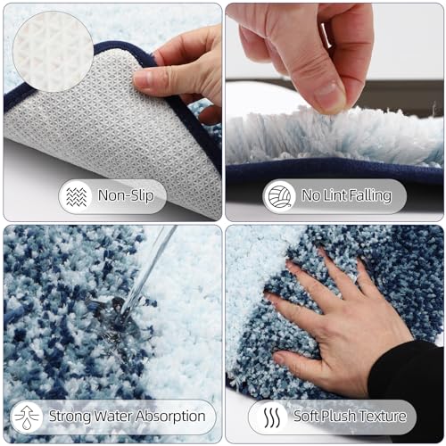XLHOMO 32PCS Bathroom Sets with Shower Curtain and Rugs Navy Blue Shower Curtain Set 3PCS Soap Dispenser Bathroom Accessories with Bathroom Trash Can - size: Bath Set+Shower Curtain+Bath Rugs, style: Navy Blue