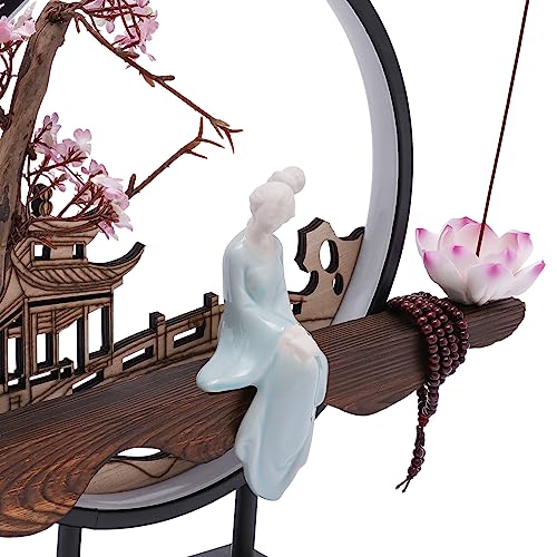 Backflow Incense Holder with LED Light, Countertop Incense Burner Holder Chinese Retro Ceramic Backflow Incense Burner for Relaxing or Home Decor (Style 1) - size: Style 1