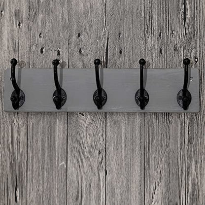 WEBI Rustic Coat Rack Wall Mount,5 Cast Iron Coat Hooks Wall Mounted,Heavy Duty Wall Coat Hanger Hooks for Hanging Coats,Clothes,Gray,2 Packs - color: Gray, size: 17 Inch(2 Packs)