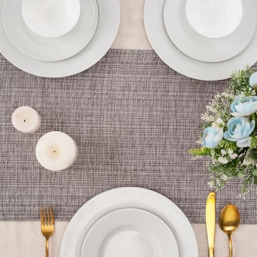 100% Cotton Table Runner - 72x13 Inch, Chambery Textured Table Runner, Durable & Elegant for Dining Table, Wedding, Restaurant, Oeko-TEX Certified - Charcoal Grey - color: Charcoal Grey