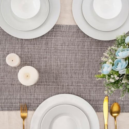 100% Cotton Table Runner - 72x13 Inch, Chambery Textured Table Runner, Durable & Elegant for Dining Table, Wedding, Restaurant, Oeko-TEX Certified - Charcoal Grey - color: Charcoal Grey