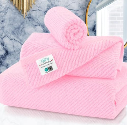 VOOVA & MOVAS 3PC Towel Set, 100% Cotton, Pink | 1 Large Bath 30x56 In, 1 Hand 18x28 In, 1 Washcloth 13x13 In, Quick Dry, Thick, Bathroom Essentials - color: Baby Pink, size: 3 PC Bathroom Towel Set