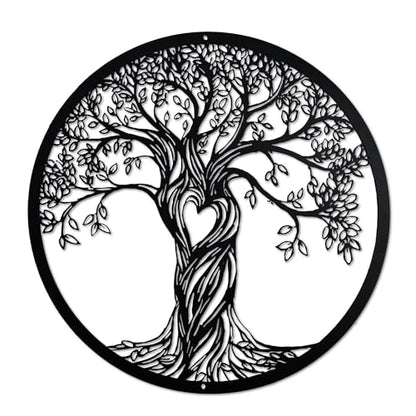 Acopelo Metal Wall Decor, Tree of Life, Black, 18 Inches | Tree Art Wall Sculpture, Laser Cut Rustic, For Living Room Bedroom, Indoor Outdoor