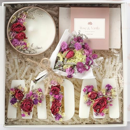 Mother's Day & Birthday Basket for Mom – Luxury Gift Box | With Candle, Ready to Gift, Floral Keepsake, From Daughter or Son