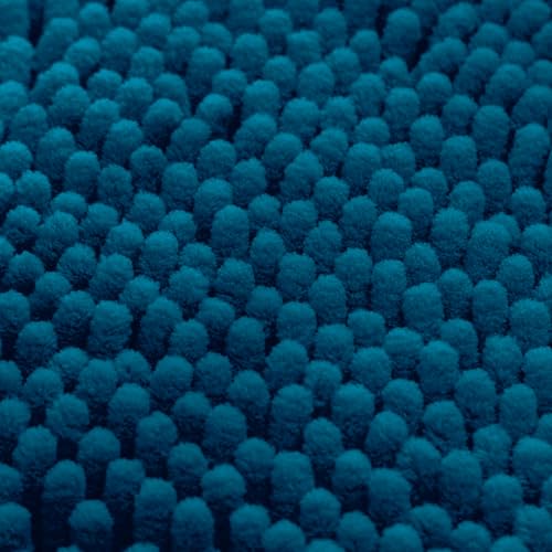 HOMEIDEAS 3 Pieces Bathroom Rugs, Extra Large Ultra Soft Non Slip Absorbent Chenille Toilet Bath Mat Set (Atlantic Blue) - color: Blue-atlantic Blue, size: 17"x24"+20"x32"+U Shape 20"x24"