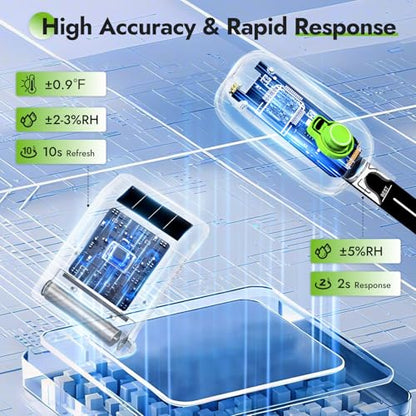 RAINPOINT Light-Driven Thermo-Hygrometer & Smart Digital Wireless Soil Moisture Meter (WiFi Hub Needed) Kit, Real-time Monitor Sensor Gardening Plant Care Essentials - color: Thermo-Hygrometer & Sensor Set