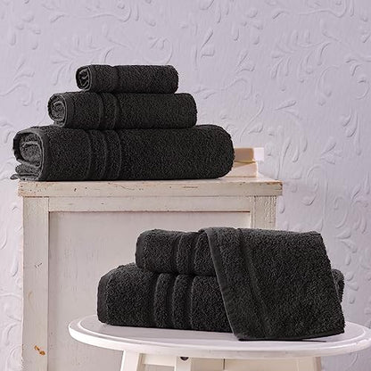 Hawmam Linen Personalized Towels - Customized Turkish Cotton Towel Set, Monogrammed Towels with Initial, Name & Embroidery, Idea for Weddings, Bridal Showers, Anniversaries, for Couples - Black - color: Black
