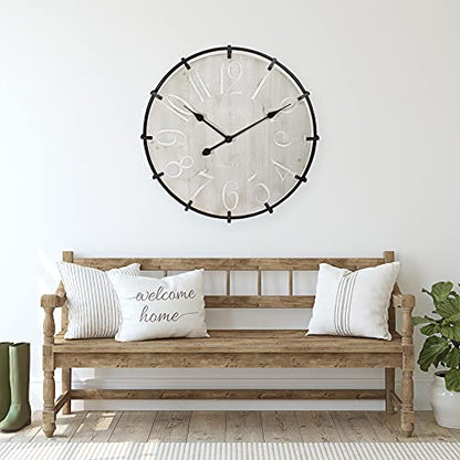 Northlight Country Rustic Metal and Wood Round Wall Clock - 23.5" - Black