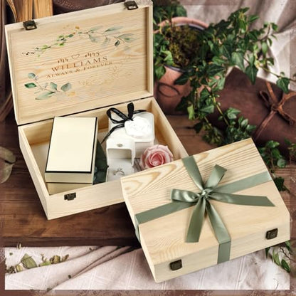 Unfinished Wooden Box with Lid 12"x9"x3.1"Decor Storage Crafts Boxes | Natural Keepsake Memory Pine Wooden Boxes for Crafts, DIY, Painting, Wood Burning,Wood Gift Box- Ideal Gift & Home - size: Medium box of 2（12 x 9x3.1 Inch）