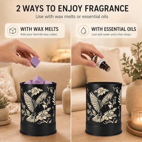 nawaza Wax Melts Warmer Scented Metal 2-in-1 Electric LED Burner Cardinal | Candle wax melter, home office decor, Christmas gift for women, grandma, mom, cardinal themed aroma decor - style: Red Bird