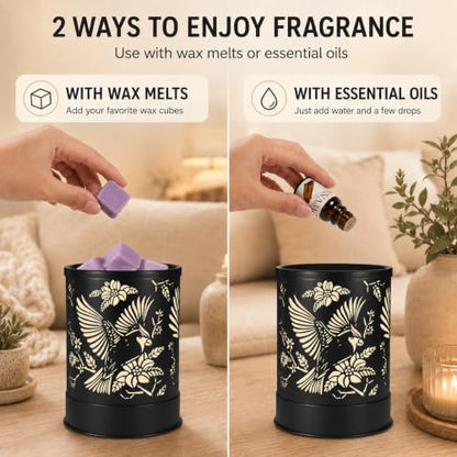 nawaza Wax Melts Warmer Scented Metal 2-in-1 Electric LED Burner Cardinal | Candle wax melter, home office decor, Christmas gift for women, grandma, mom, cardinal themed aroma decor - style: Red Bird