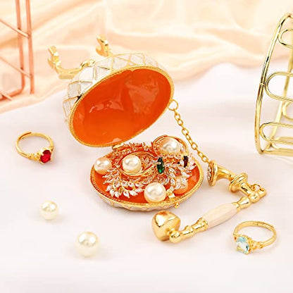QIFU Hand Painted Small White Telephone Style Enameled Trinket Box Hinged, Unique Gift for Family - color: T3 White