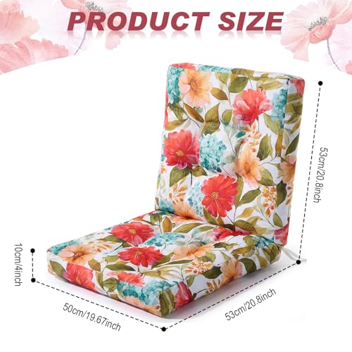 Hoteam 4 Set Outdoor Patio Chair Cushions 20 x 42 in Deep Seat Waterproof Patio Cushions Set for Furniture Replacement Removable Seat and Back (Summer Bloom) - style: Summer Bloom