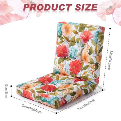 Hoteam 4 Set Outdoor Patio Chair Cushions 20 x 42 in Deep Seat Waterproof Patio Cushions Set for Furniture Replacement Removable Seat and Back (Summer Bloom) - style: Summer Bloom