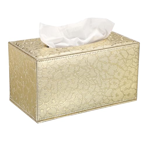 Sumnacon Tissue Box Cover Rectangle Leather Tissue Box with Magnetic Bottom,PU Cube Tissue Box Holder Decorative Gold Tissue Cover for Bathroom Toilet Bedroom Kitchen Office Table Desk Office,Large - color: Gold, size: Large