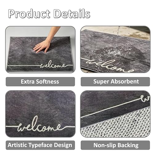 Washable Indoor Door Mat, 24"x36", Low-Profile Soft Surface Entrance Mat, Durable Stain & Fade Resistant, Non-Slip Absorbent Backing, Easy Clean Welcome Doormat for Home Indoor Entryway - size: 2' x 3' (Rectangular)