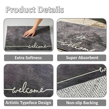 Washable Indoor Door Mat, 24"x36", Low-Profile Soft Surface Entrance Mat, Durable Stain & Fade Resistant, Non-Slip Absorbent Backing, Easy Clean Welcome Doormat for Home Indoor Entryway - size: 2' x 3' (Rectangular)