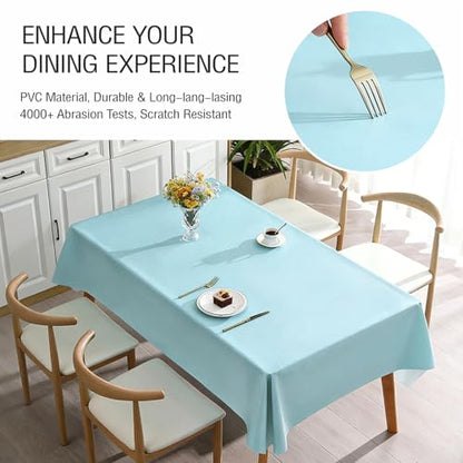 PVC Tablecloth Waterproof Rectangle Table Cloth, Oil Proof & 185°F Heat Resistant Wipeable Cover, Heavy Duty Non for Kitchen Dining Camping Festivities (70"x55") (Blue Water) - color: Blue Water