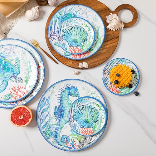 LEHAHA Coastal Chip and Dip Serving platter Set, Set of 3, Melamine Bowl and Tray Gift Set,Serving Dishes for Entertaining, Small Serving Bowls for Side Dishes, Salsa, Appetizers, Condiments. - color: Coastal