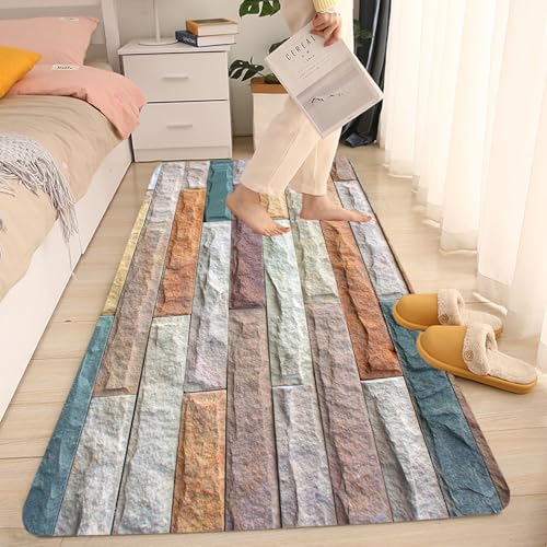 Non-Skid Low Pile Sponge Foam Door Entry Rug for Bathroom Mat,Separate Tub Shower Skid Proof Rugs, Home 3D Optical Illusion Rug Non Slip Bath Mats Welcome Mat 47 x 17.5 inches - color: Multi14