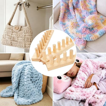 ARTACE 62" Chunky Blanket Loom, Extra Large Wooden Loom for Chunky Throw Blanket, Adjustable Size Hand Knitting Kit, Ideal and Friendly for DIY Beginners - size: 62inch