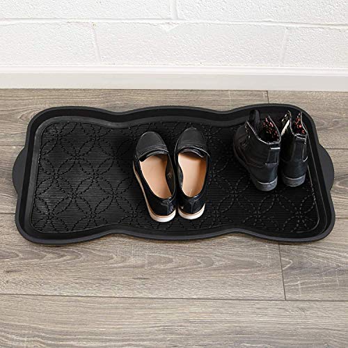 A1HC Boot Tray-Water Resistant Rubber Utility Shoe Mat 16"x31" for Indoor and Outdoor Use in All Seasons Multi-Purpose Boot Tray Mat for Entryways - style: Geometric Black