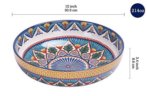 Bico Havana Ceramic Pasta Bowl, Set of 5(1 unit 214oz, 4 units 35oz), for Pasta, Salad, Microwave & Dishwasher Safe, House Warming Gift - style: Havana
